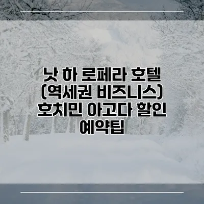 낫 하 로페라 호텔 (역세권 비즈니스) 호치민 아고다 할인 예약팁