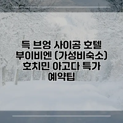 득 브엉 사이공 호텔 부이비엔 (가성비숙소) 호치민 아고다 특가 예약팁
