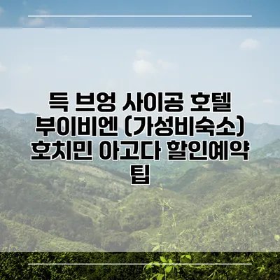 득 브엉 사이공 호텔 부이비엔 (가성비숙소) 호치민 아고다 할인예약 팁