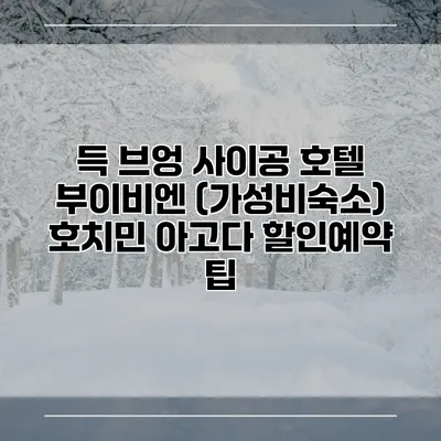 득 브엉 사이공 호텔 부이비엔 (가성비숙소) 호치민 아고다 할인예약 팁
