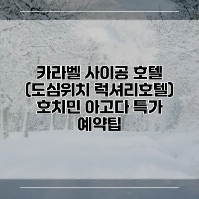 카라벨 사이공 호텔 (도심위치 럭셔리호텔) 호치민 아고다 특가 예약팁