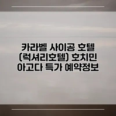 카라벨 사이공 호텔 (럭셔리호텔) 호치민 아고다 특가 예약정보