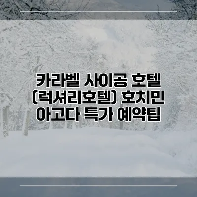 카라벨 사이공 호텔 (럭셔리호텔) 호치민 아고다 특가 예약팁