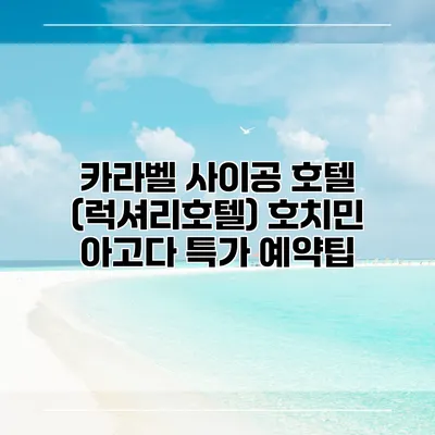 카라벨 사이공 호텔 (럭셔리호텔) 호치민 아고다 특가 예약팁