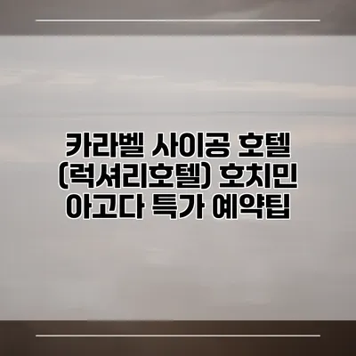 카라벨 사이공 호텔 (럭셔리호텔) 호치민 아고다 특가 예약팁