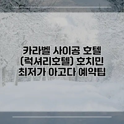 카라벨 사이공 호텔 (럭셔리호텔) 호치민 최저가 아고다 예약팁