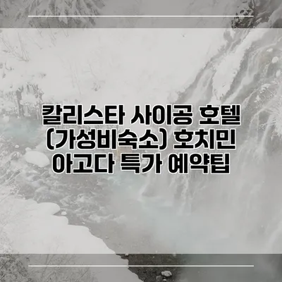 칼리스타 사이공 호텔 (가성비숙소) 호치민 아고다 특가 예약팁