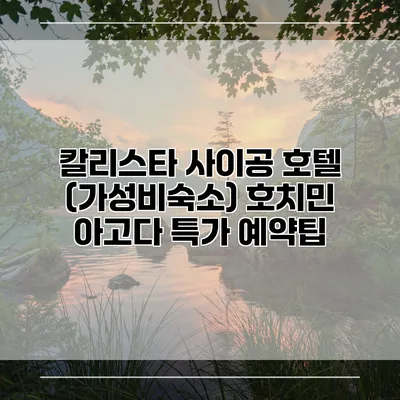 칼리스타 사이공 호텔 (가성비숙소) 호치민 아고다 특가 예약팁