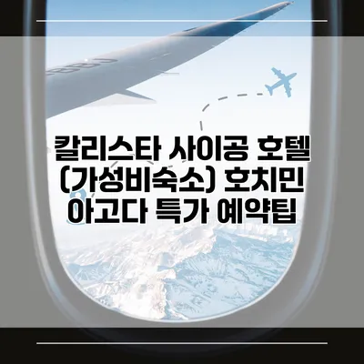 칼리스타 사이공 호텔 (가성비숙소) 호치민 아고다 특가 예약팁