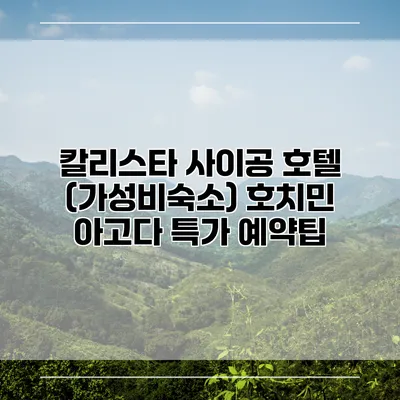 칼리스타 사이공 호텔 (가성비숙소) 호치민 아고다 특가 예약팁
