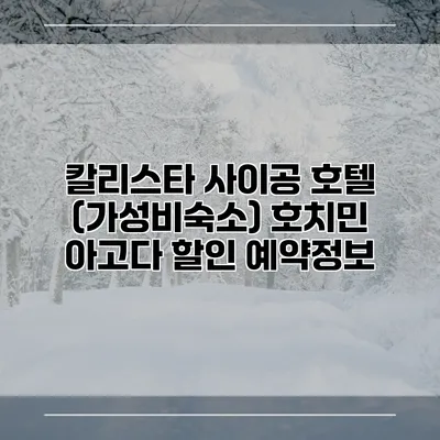 칼리스타 사이공 호텔 (가성비숙소) 호치민 아고다 할인 예약정보