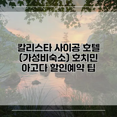 칼리스타 사이공 호텔 (가성비숙소) 호치민 아고다 할인예약 팁