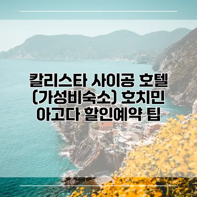 칼리스타 사이공 호텔 (가성비숙소) 호치민 아고다 할인예약 팁