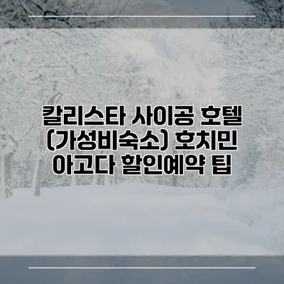 칼리스타 사이공 호텔 (가성비숙소) 호치민 아고다 할인예약 팁
