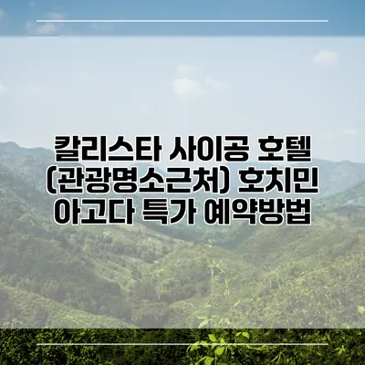 칼리스타 사이공 호텔 (관광명소근처) 호치민 아고다 특가 예약방법