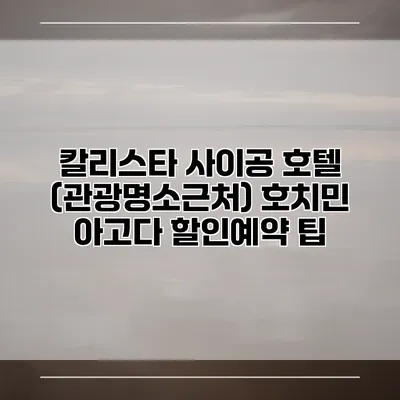 칼리스타 사이공 호텔 (관광명소근처) 호치민 아고다 할인예약 팁