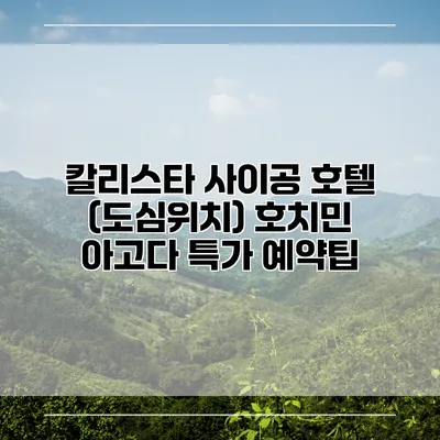 칼리스타 사이공 호텔 (도심위치) 호치민 아고다 특가 예약팁