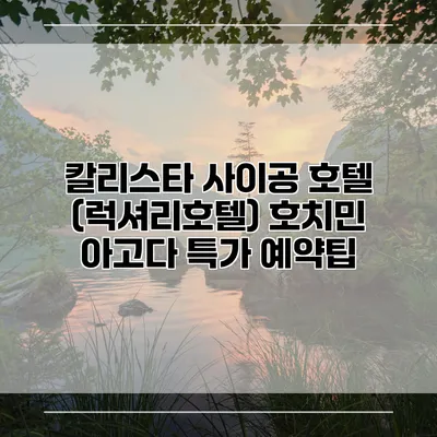 칼리스타 사이공 호텔 (럭셔리호텔) 호치민 아고다 특가 예약팁