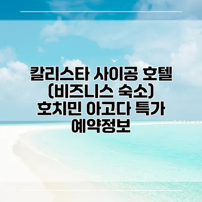 칼리스타 사이공 호텔 (비즈니스 숙소) 호치민 아고다 특가 예약정보