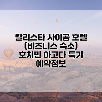 칼리스타 사이공 호텔 (비즈니스 숙소) 호치민 아고다 특가 예약정보