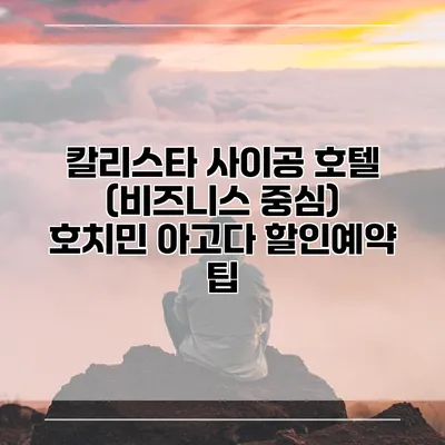 칼리스타 사이공 호텔 (비즈니스 중심) 호치민 아고다 할인예약 팁