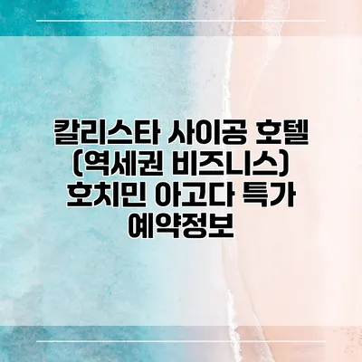 칼리스타 사이공 호텔 (역세권 비즈니스) 호치민 아고다 특가 예약정보