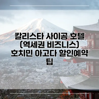 칼리스타 사이공 호텔 (역세권 비즈니스) 호치민 아고다 할인예약 팁