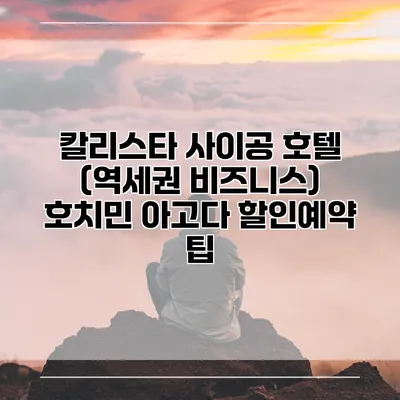 칼리스타 사이공 호텔 (역세권 비즈니스) 호치민 아고다 할인예약 팁