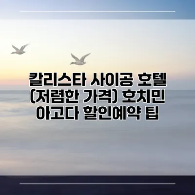 칼리스타 사이공 호텔 (저렴한 가격) 호치민 아고다 할인예약 팁